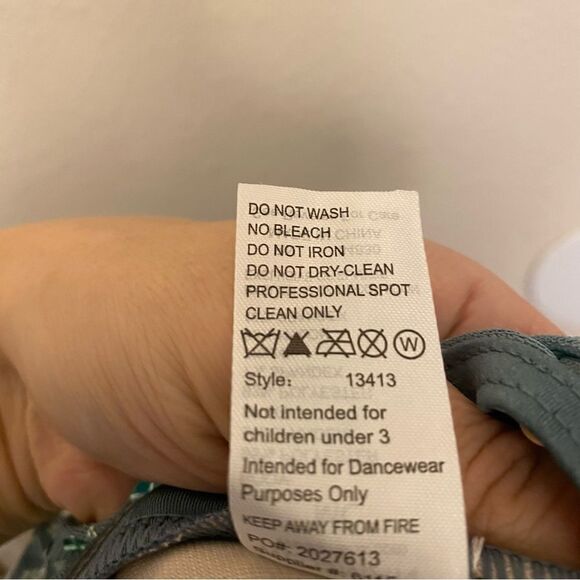 Weissman Dance Costume sage green sequin appliqué Saint Honesty 13413 Child MC - Picture 6 of 10